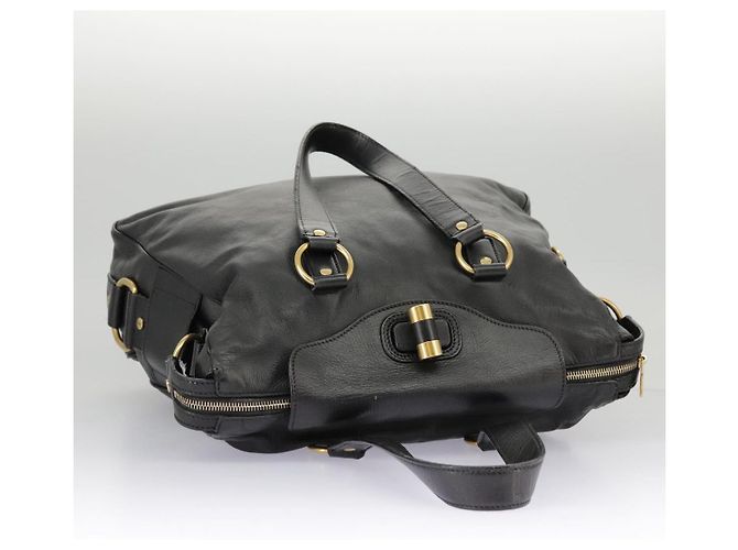 SAINT LAURENT Bolsa Muse de couro 2 vias preta Auth 97545 - vista 6