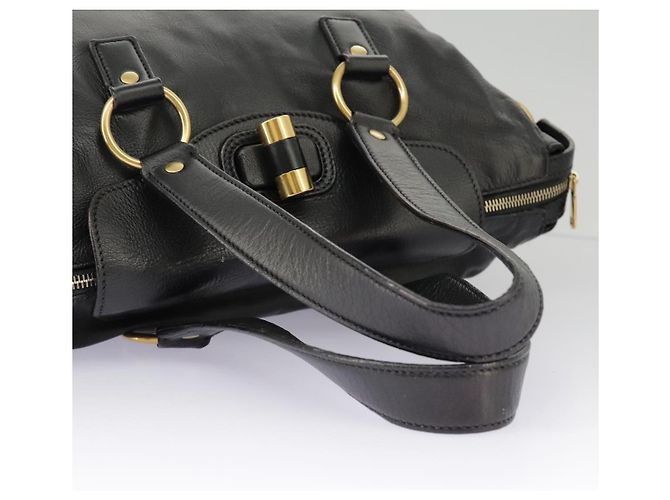 SAINT LAURENT Bolsa Muse de couro 2 vias preta Auth 97545 - vista 7