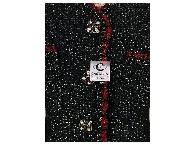 Chanel Nuevo Chaqueta de Tweed Negro con Botones Legendarios de Joyas - vista 14