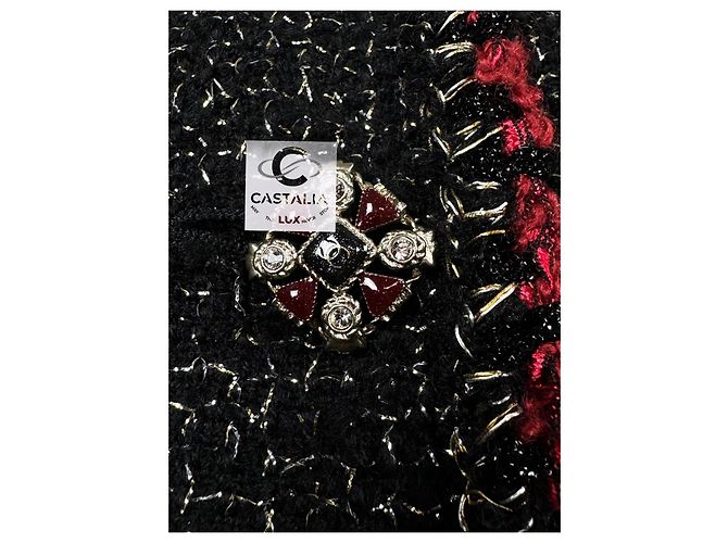 Chanel Nuevo Chaqueta de Tweed Negro con Botones Legendarios de Joyas - vista 15