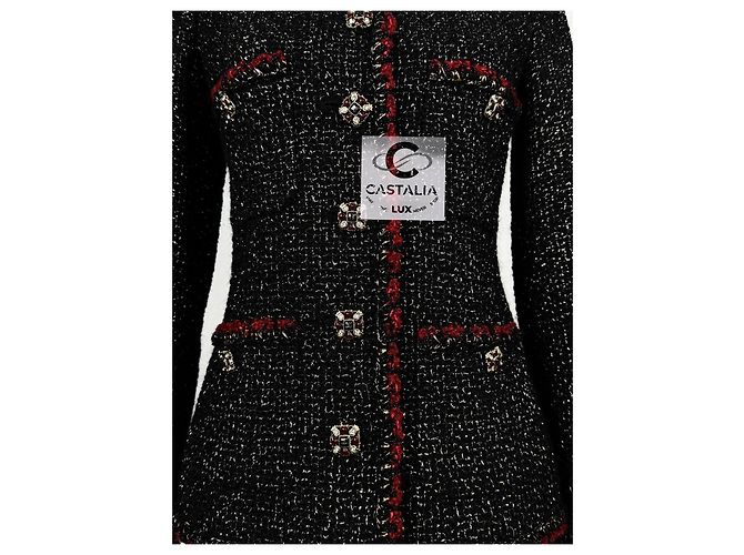 Chanel Nuevo Chaqueta de Tweed Negro con Botones Legendarios de Joyas - vista 8