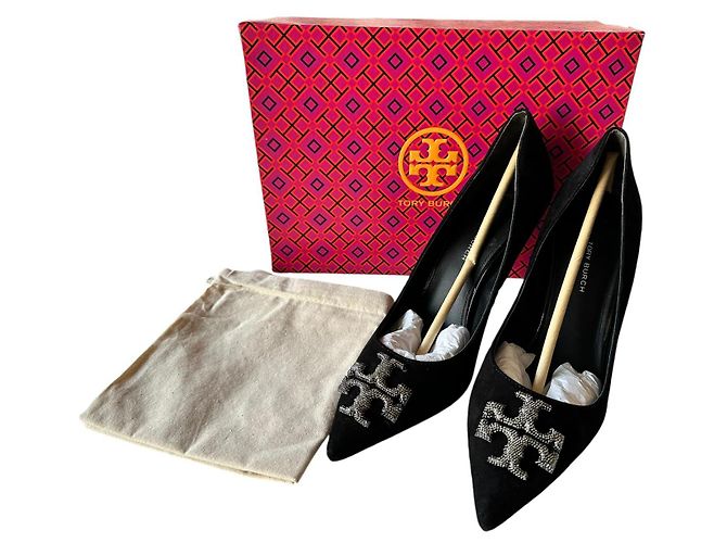 Tory Burch Décolleté in suede nero Eleanor - vista 11