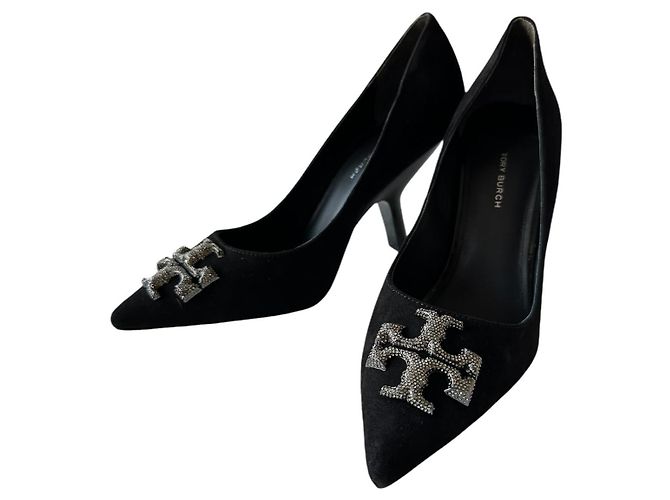 Tory Burch Décolleté in suede nero Eleanor - vista 4