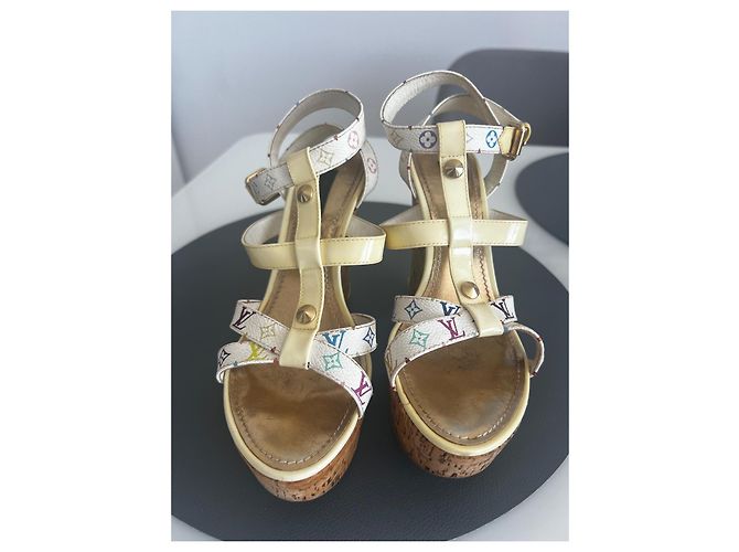 Sandali con zeppa Louis Vuitton Starboard pelle multicolore 37 - vista 6
