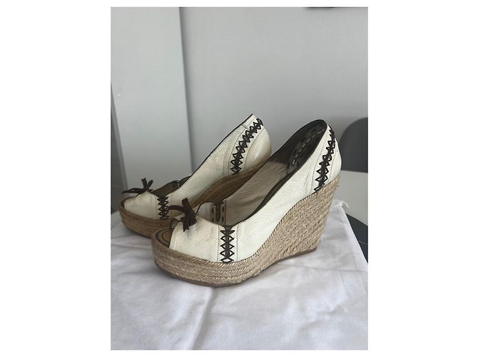 Sandali con zeppa Louis Vuitton Starboard pelle beige 37 - vista 2