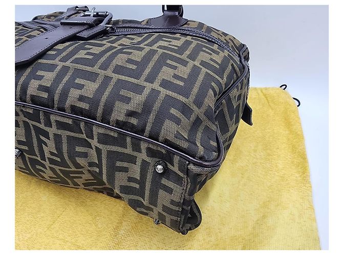 Baguette Borsa da viaggio Boston Fendi Zucca Zucchino Marrone - vista 12