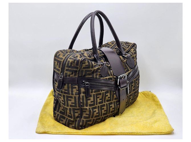 Baguette Borsa da viaggio Boston Fendi Zucca Zucchino Marrone - vista 4