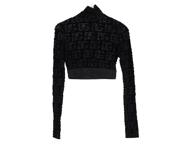 Top Corto DG-Logo en Jacquard de Algodón Negro de Dolce & Gabbana - vista 4