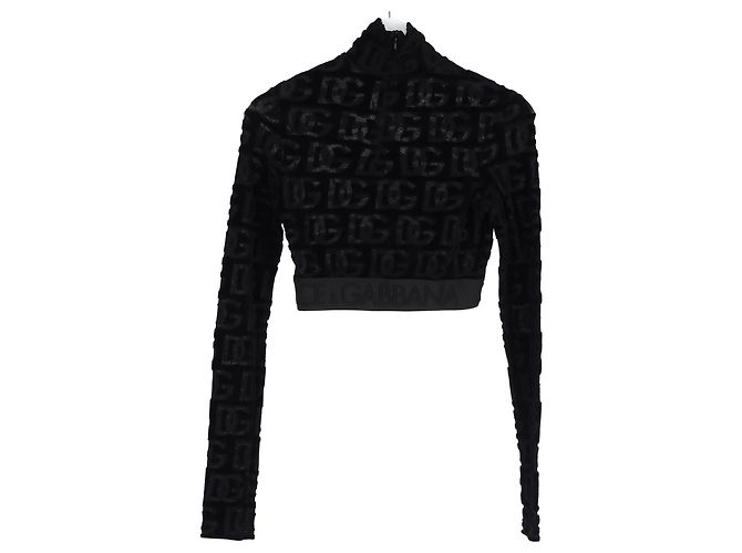 Top Corto DG-Logo en Jacquard de Algodón Negro de Dolce & Gabbana - vista 5