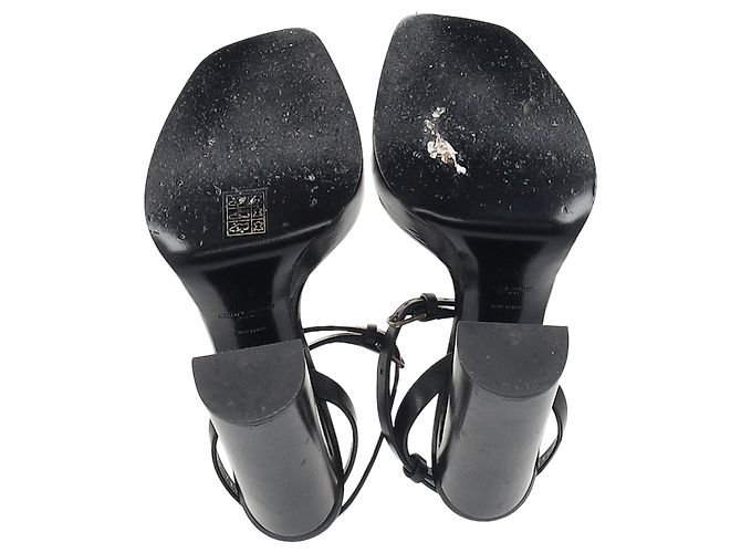 Sandales à plateforme à sangle à boucle Saint Laurent en cuir noir - vue 6