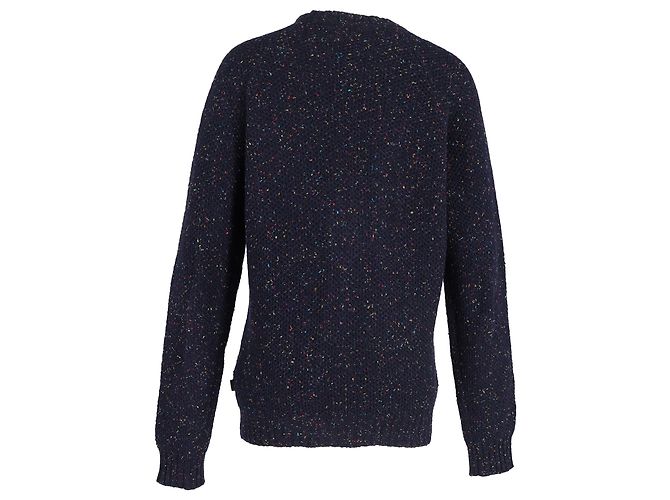 Moschino Logo-Patch-Pullover aus marineblauer Wolle - vista 3