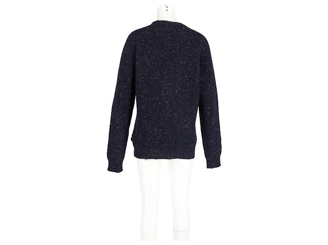 Moschino Logo-Patch-Pullover aus marineblauer Wolle - vista 6