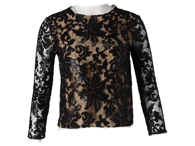 Top de encaje Belle de Diane Von Furstenberg en rayón negro - vista 4