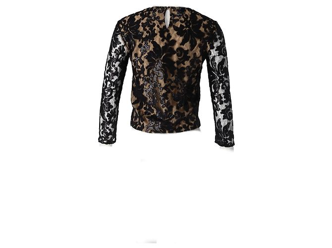 Top de encaje Belle de Diane Von Furstenberg en rayón negro - vista 6