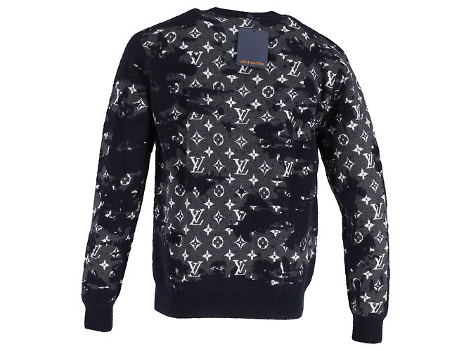 Pullover in lana blu navy Monogram LV 2021 di Louis Vuitton - vista 3