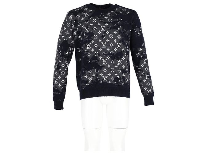 Pullover in lana blu navy Monogram LV 2021 di Louis Vuitton - vista 4