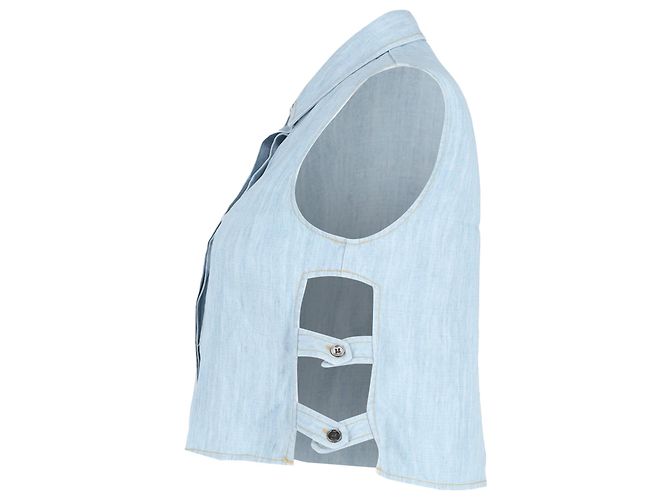 Camisa sin mangas Sea New York en denim de algodón azul claro - vista 2
