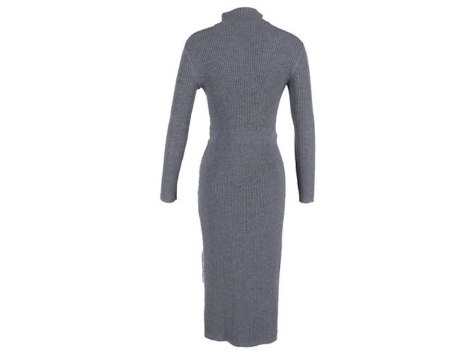 Apc Vestido de malha com gola alta A.P.C. Alma em lã merino cinza - vista 3