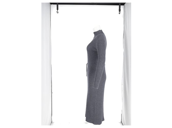 Apc Vestido de malha com gola alta A.P.C. Alma em lã merino cinza - vista 5
