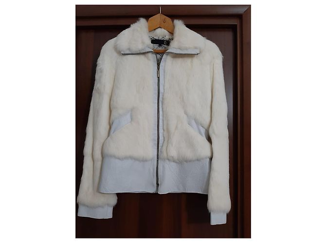 Just Cavalli Chaqueta Roberto Cavalli de cuero/conejo Blanco - vista 2