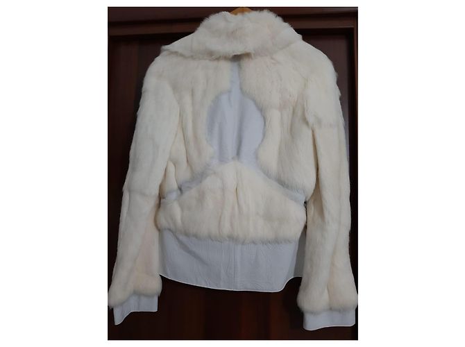 Just Cavalli Chaqueta Roberto Cavalli de cuero/conejo Blanco - vista 3