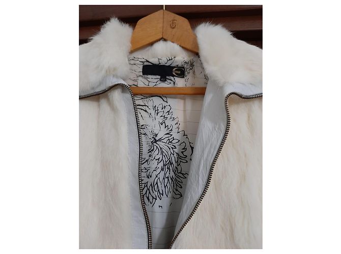 Just Cavalli Chaqueta Roberto Cavalli de cuero/conejo Blanco - vista 5