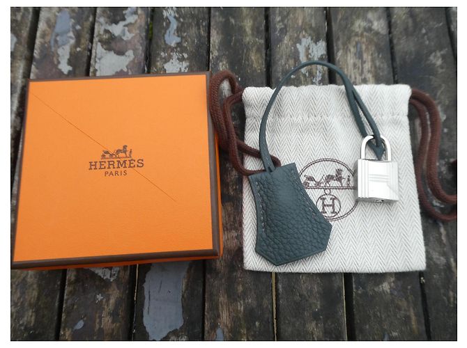 campanella, linguetta e lucchetto hermès nuovo kelly birkin scatola dustbag 18cms Verde scuro - vista 2