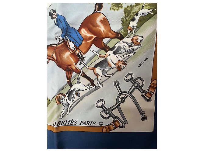 Sciarpa di seta Hermès Sportsmen Blu - vista 3