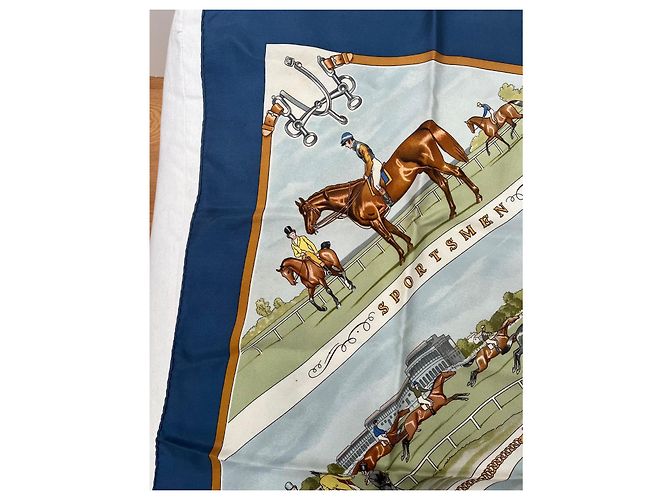 Sciarpa di seta Hermès Sportsmen Blu - vista 4