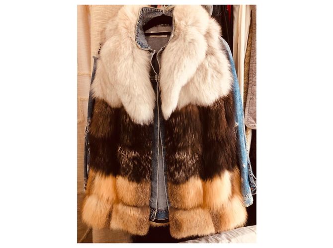 Chaqueta Bel Air de piel de zorro marrón beige Castaño Camello - vista 11