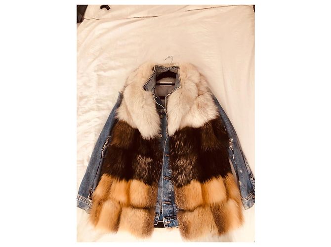 Chaqueta Bel Air de piel de zorro marrón beige Castaño Camello - vista 14