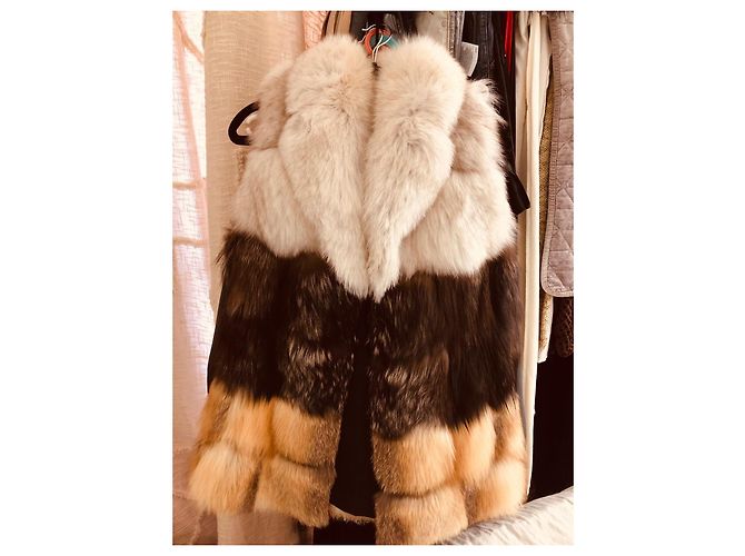 Chaqueta Bel Air de piel de zorro marrón beige Castaño Camello - vista 2