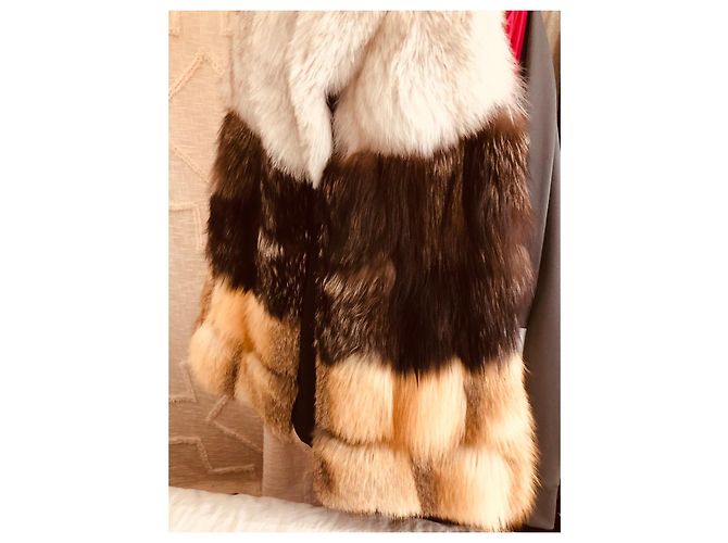 Chaqueta Bel Air de piel de zorro marrón beige Castaño Camello - vista 3