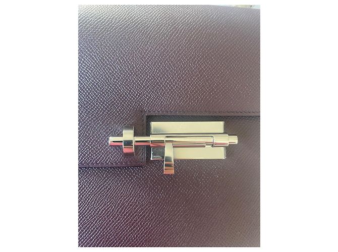 Borsa a mano Hermès Lock 21 in Pelle Rosso Scuro Bordò - vista 3
