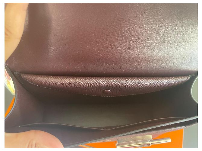Borsa a mano Hermès Lock 21 in Pelle Rosso Scuro Bordò - vista 5