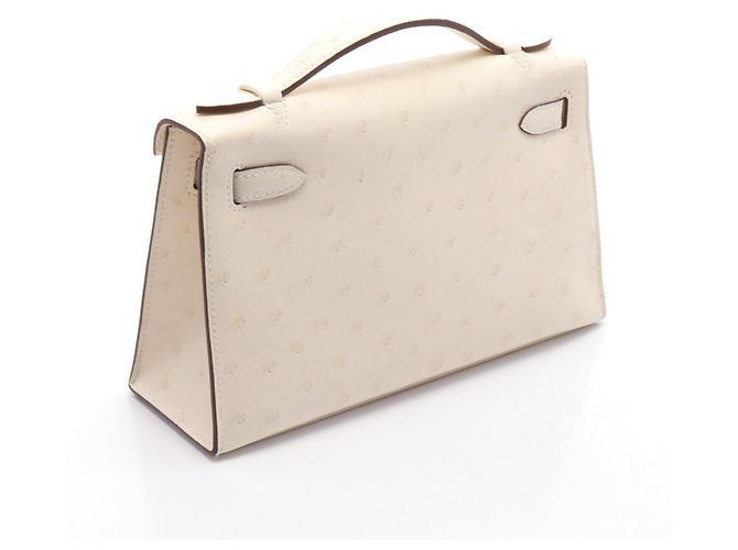 Hermès Hermes Mini Kelly Ostrich Handbag Ivory White - view 2
