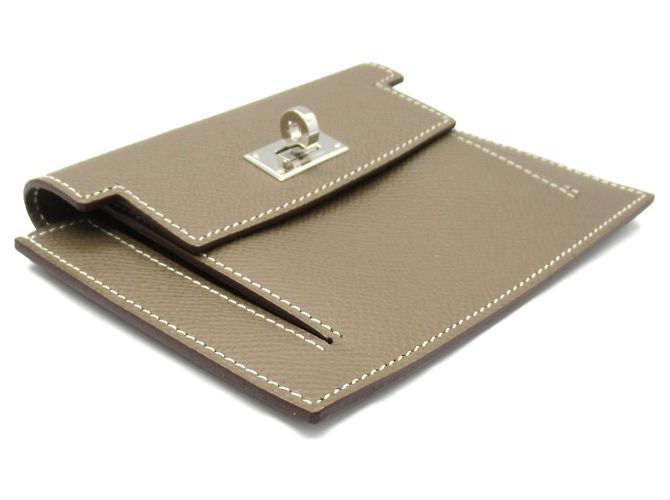 Hermès Billetera compacta de cuero Hermes Kelly Pocket Gris - vista 3