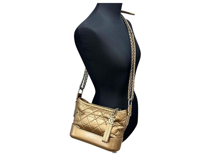 Chanel Gabrielle Small Hobo Leather Bag Bronze - view 9