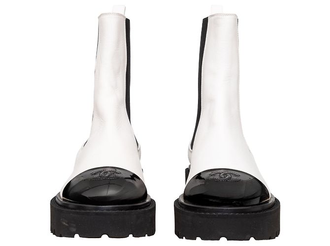 Botines de charol Chanel Blanco - vista 4