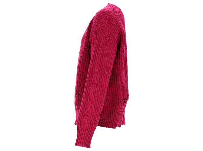 Dsquared2 Distressed Crewneck Sweater in Red Wool - view 2