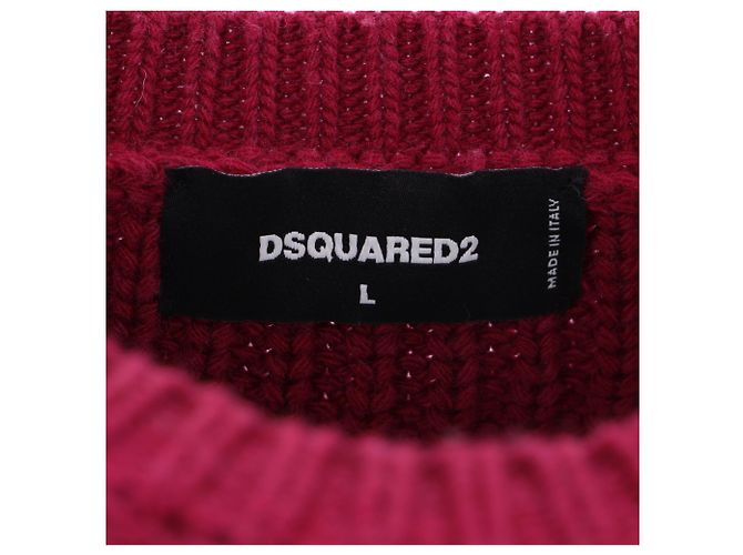 Dsquared2 Distressed Crewneck Sweater in Red Wool - view 4