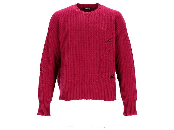 Dsquared2 Distressed Crewneck Sweater in Red Wool - view 6