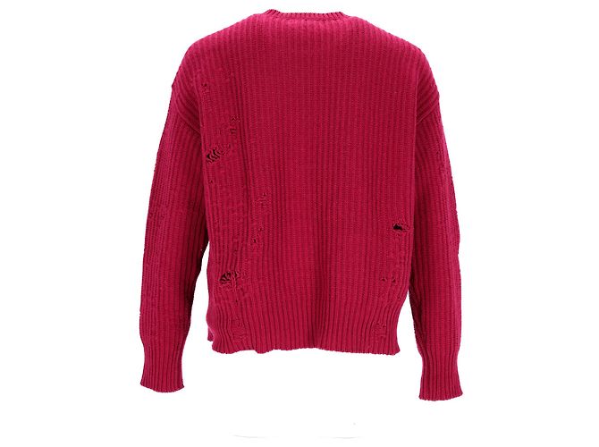Dsquared2 Distressed Crewneck Sweater in Red Wool - view 8