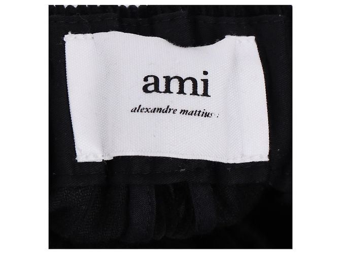 Pantaloni cropped in velluto a coste neri Ami Paris Nero - vista 4