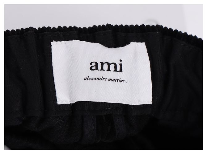 Pantaloni cropped in velluto a coste neri Ami Paris Nero - vista 9