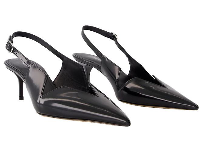 Gloss Star Cut Out Low Stiletto Pumps - Coperni - Leather - Black - view 2