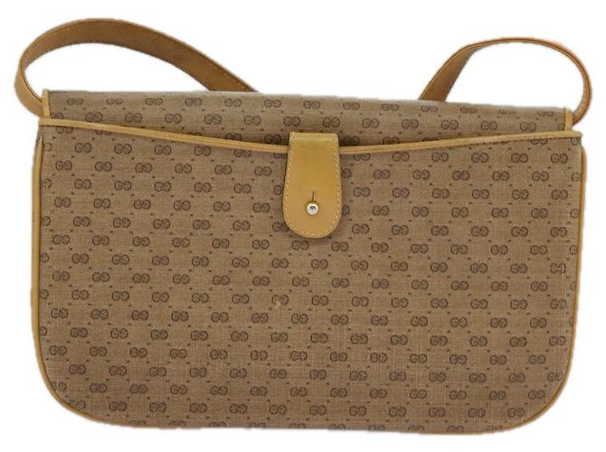 Gucci Borsa a spalla Micro GG Supreme in PVC Beige Oro 004 106 0024 Auth ki5097 D'oro - vista 2