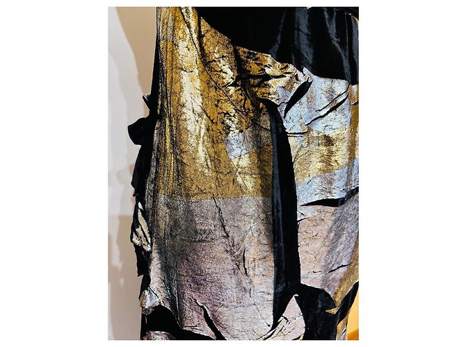 Abito da sera Gucci in velluto nero con effetto oro e argento - vista 9