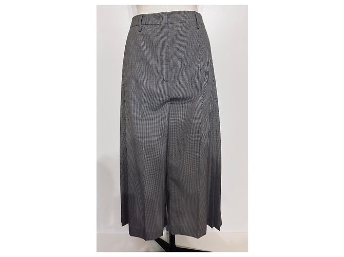 Falda culotte Prada de lana estampado pata de gallo gris - vista 2
