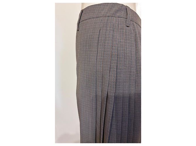 Falda culotte Prada de lana estampado pata de gallo gris - vista 3